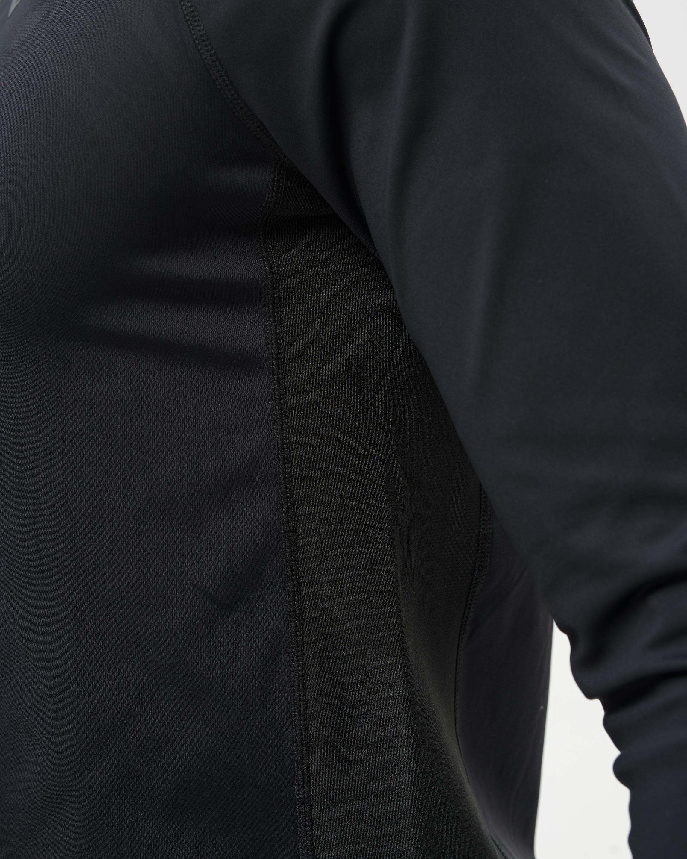 Black Longsleeve Quarter Zip side close up